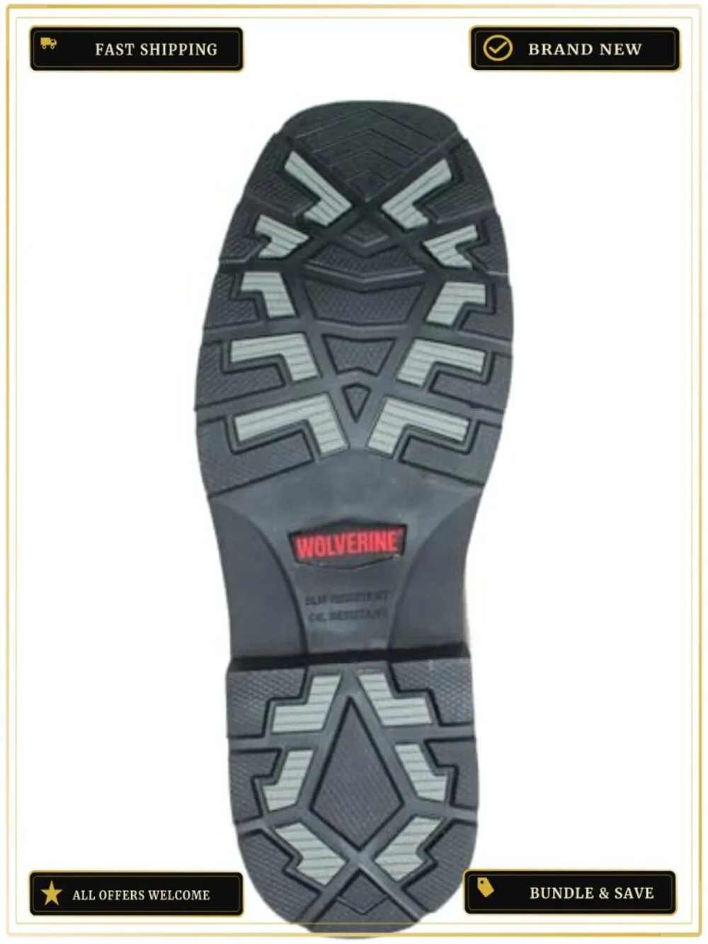 Men's Waterproof Steel Toe Work Boot with Slip Resistant Outsole